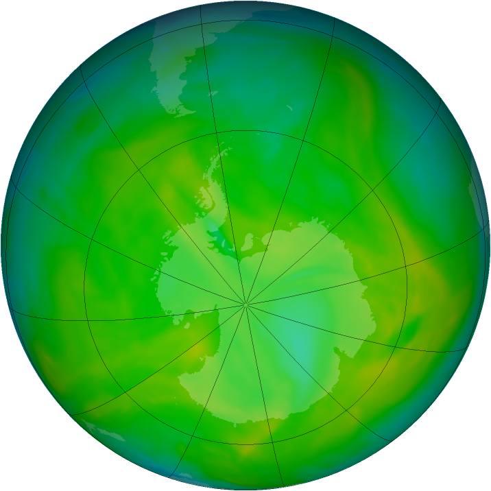 Antarctic ozone map for 30 November 2012